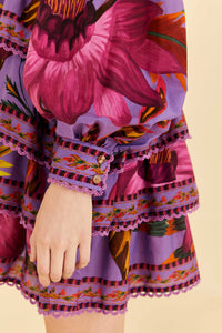 Robe courte Maxi Flowers en coton - Violet