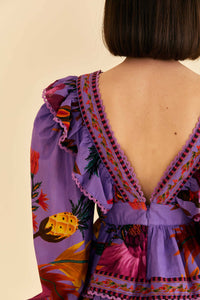 Robe courte Maxi Flowers en coton - Violet