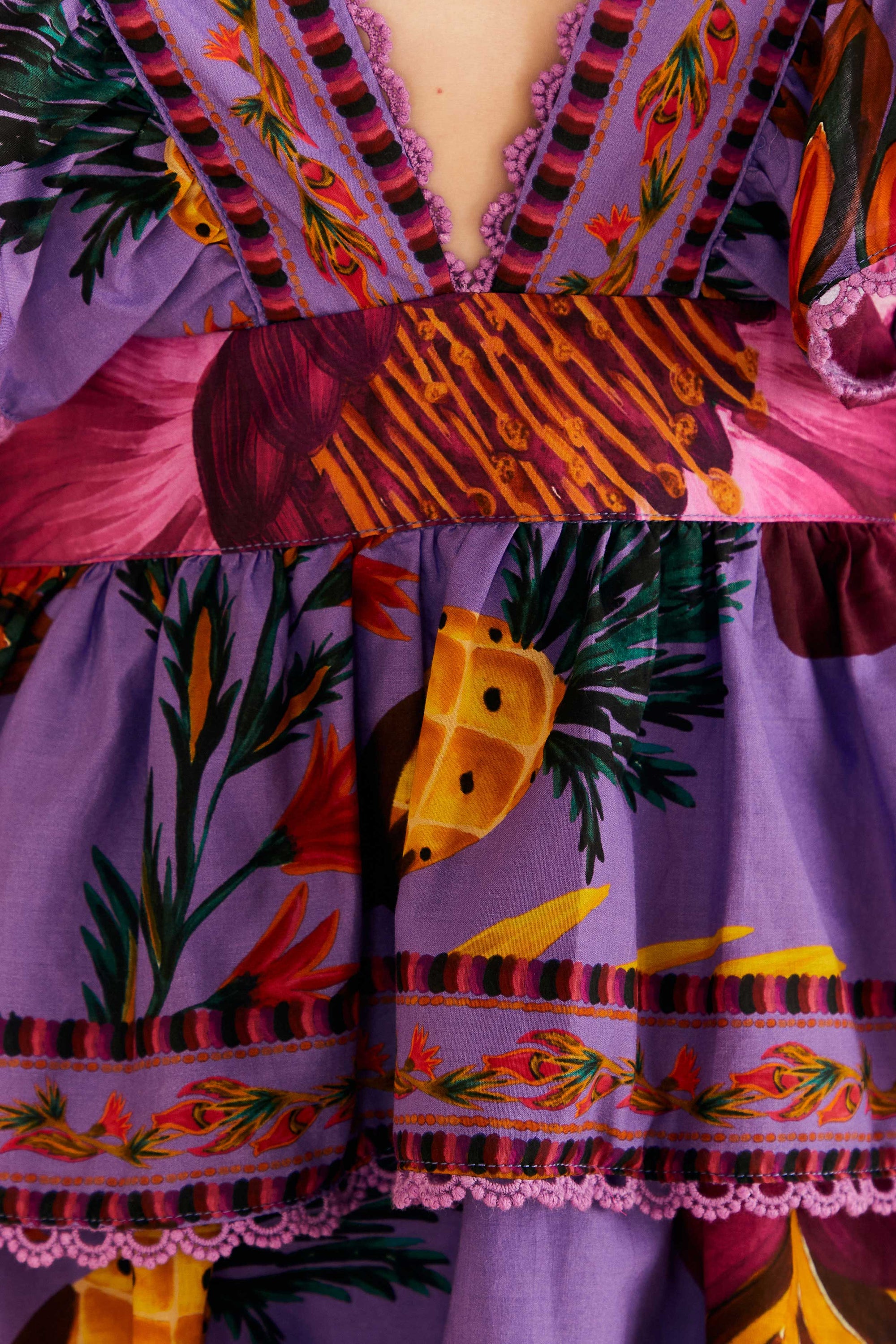 Robe courte Maxi Flowers en coton - Violet