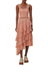 Corset sans manches en dentelle - Rose