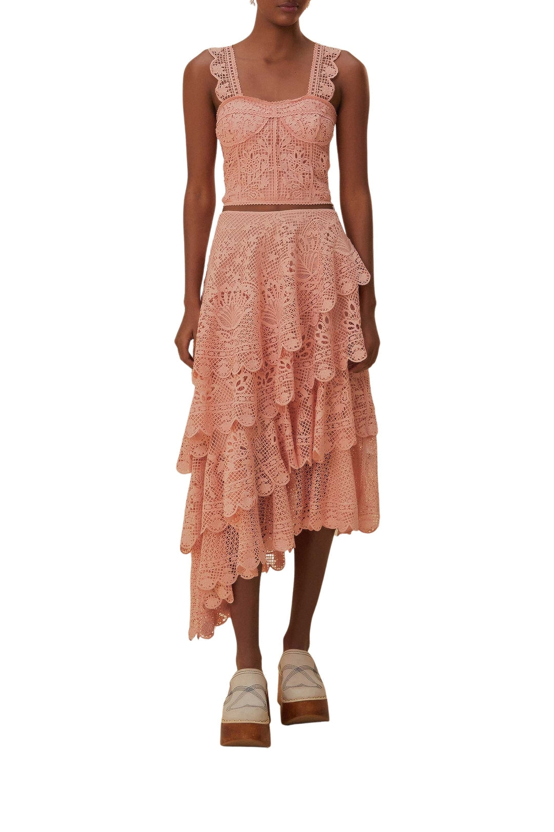 Corset sans manches en dentelle - Rose