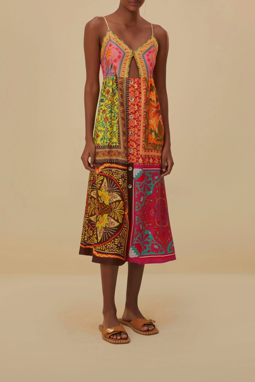 Robe midi Mixed Scarves - Multicolore