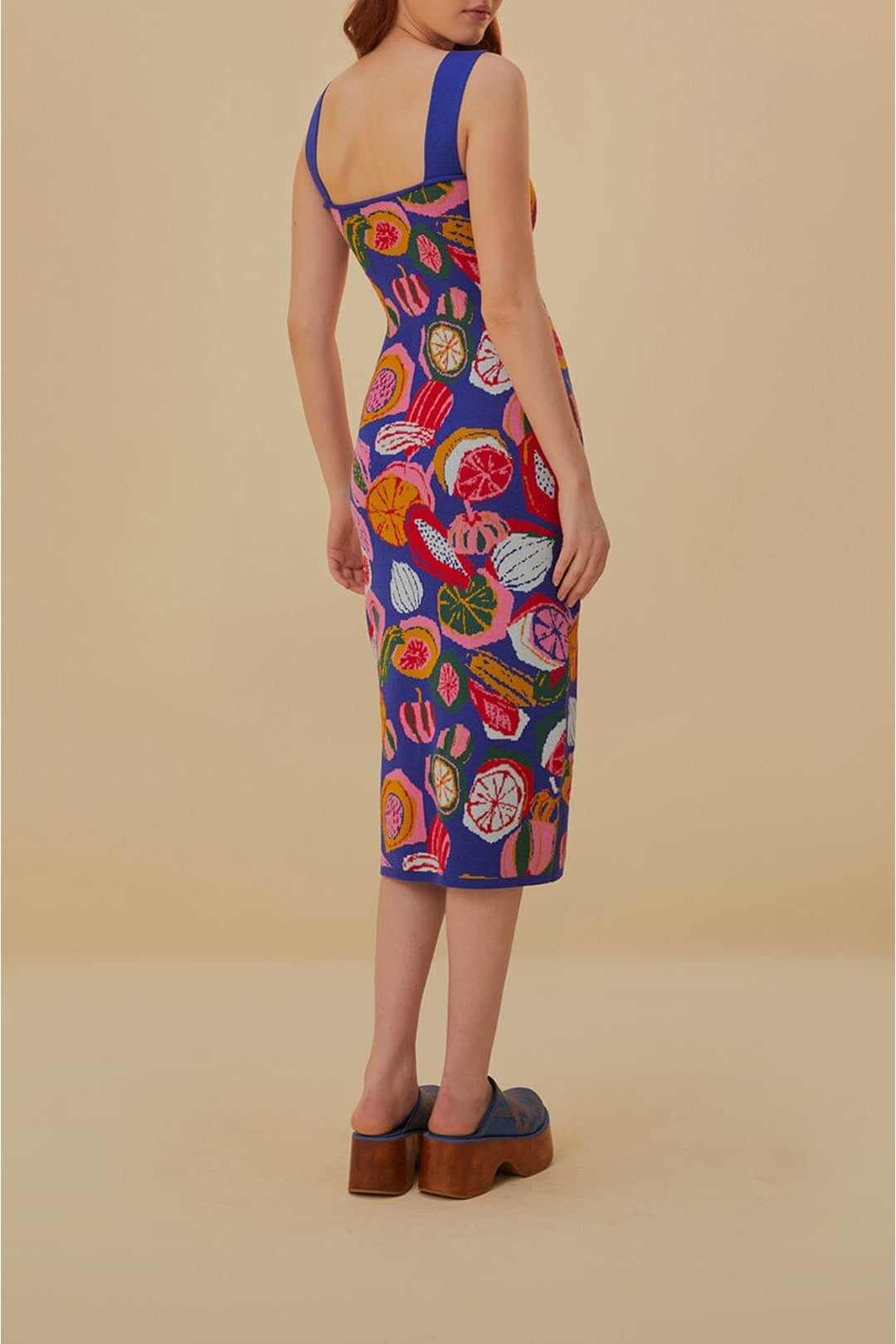 Robe midi Colorful Salad en maille - Bleu