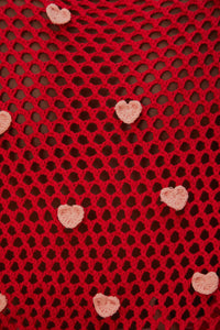 Pull Coeurs faits main en maille en coton - Rose