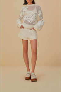 Pull Brodé en maille de coton - Blanc