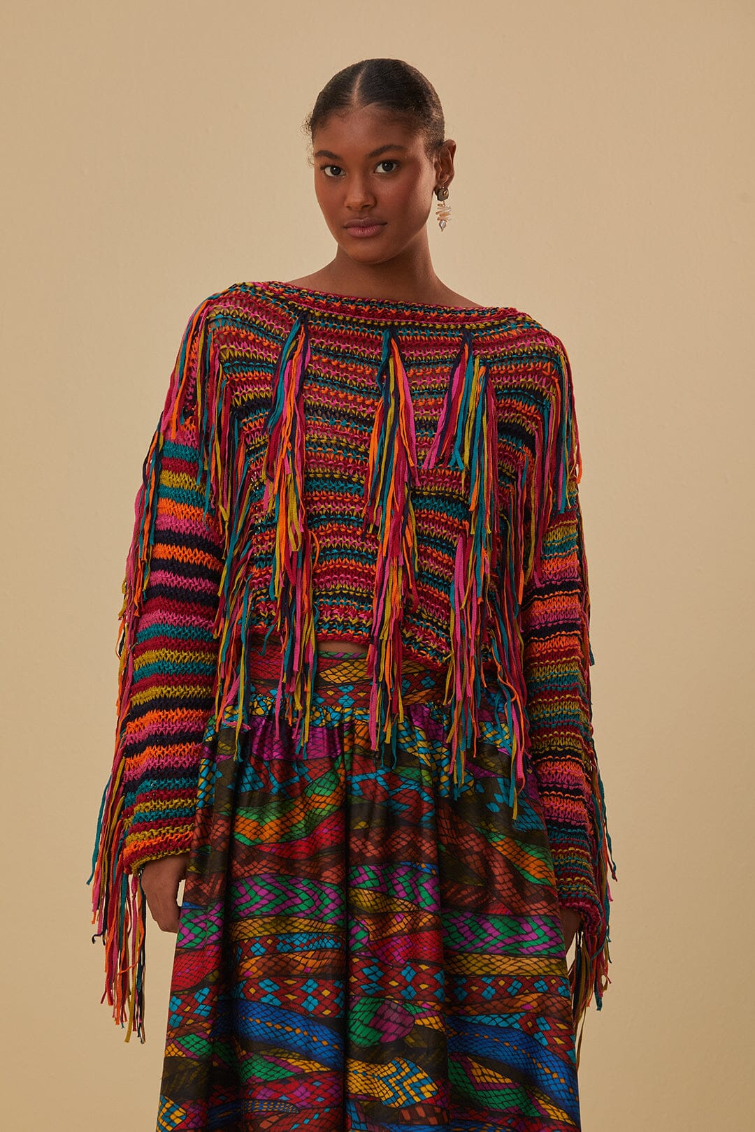 Pull en maille à rayures - Multicolore
