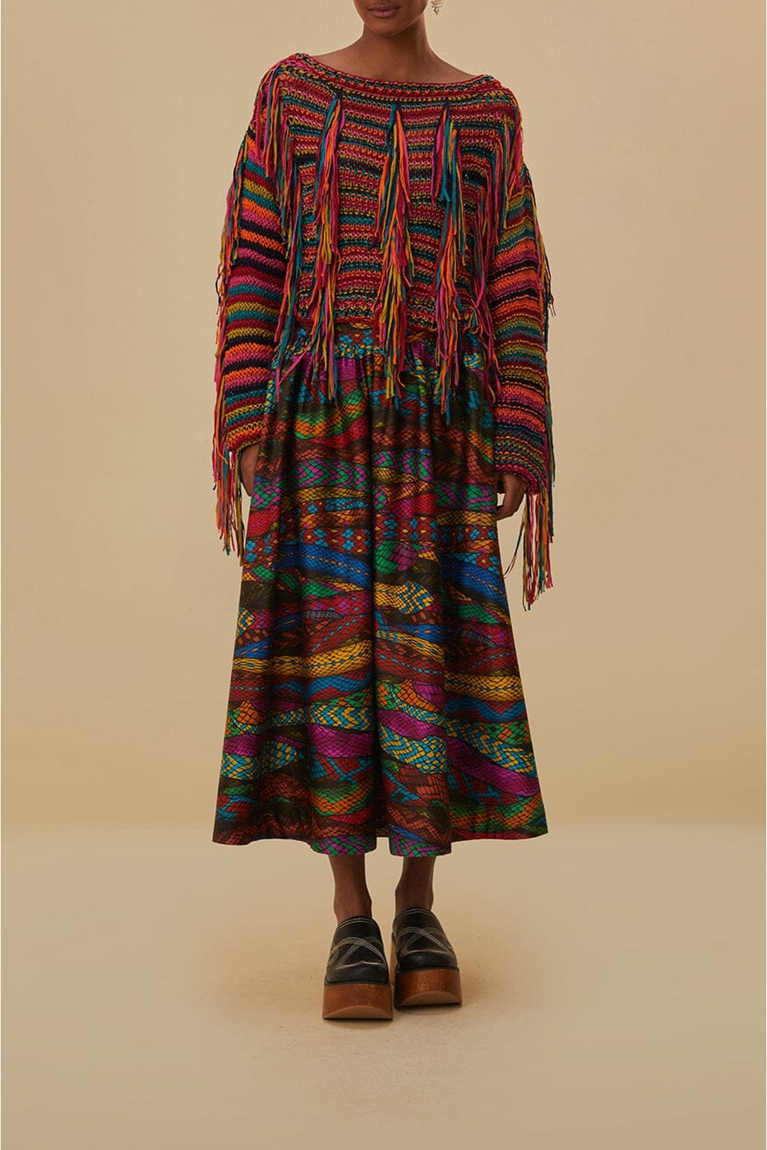 Pull en maille à rayures - Multicolore
