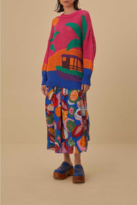 Pull Timbres d'Amazonie en maille de coton - Multicolore