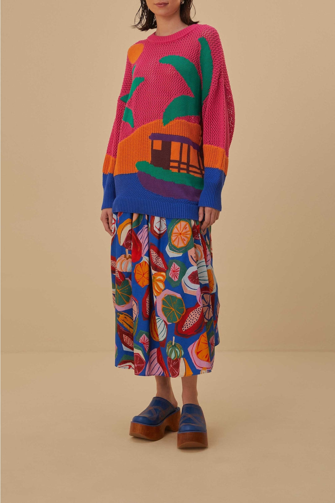 Pull Timbres d'Amazonie en maille de coton - Multicolore