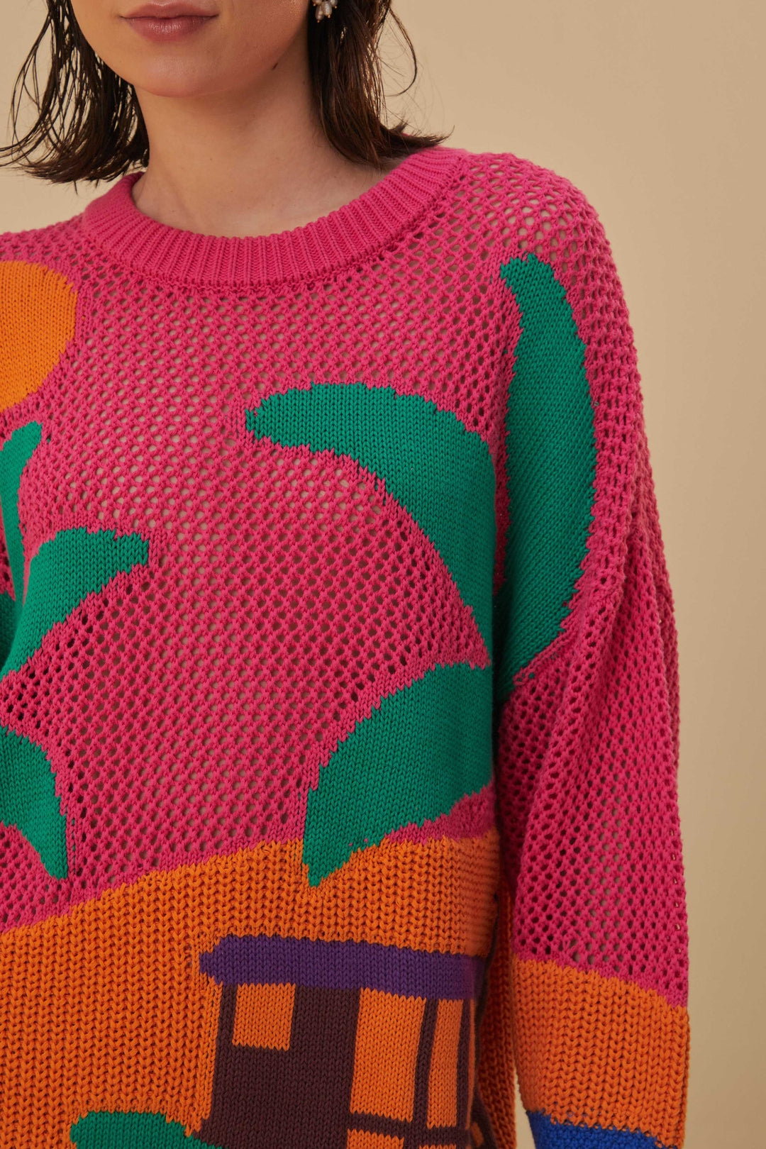 Pull Timbres d'Amazonie en maille de coton - Multicolore