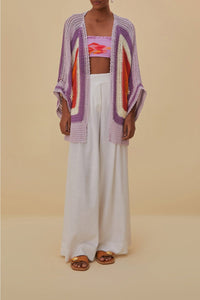 Kimono carré Sunset en crochet en coton - Multicolore