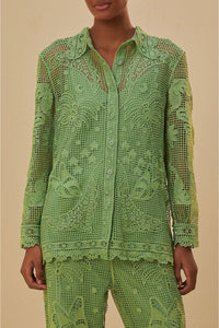 Chemise à manches longues en dentelle - Vert