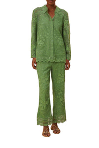Chemise à manches longues en dentelle - Vert