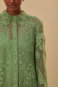 Chemise à manches longues en dentelle - Vert