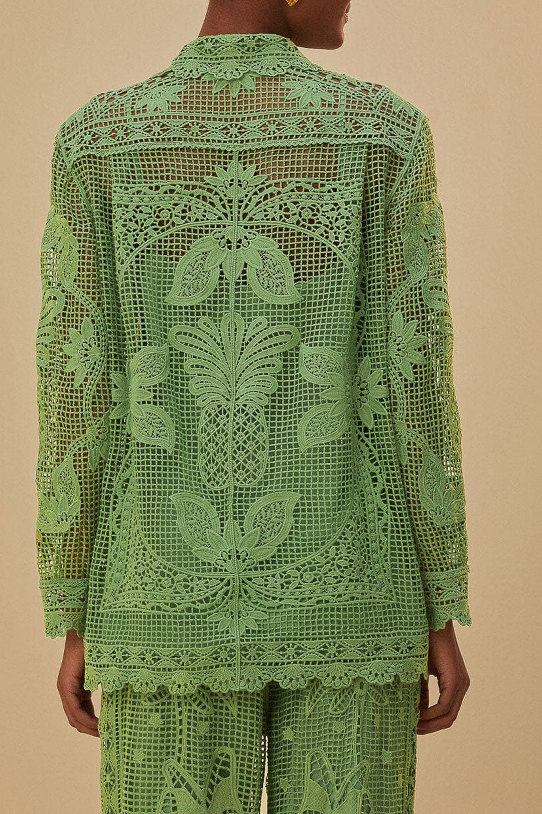 Chemise à manches longues en dentelle - Vert