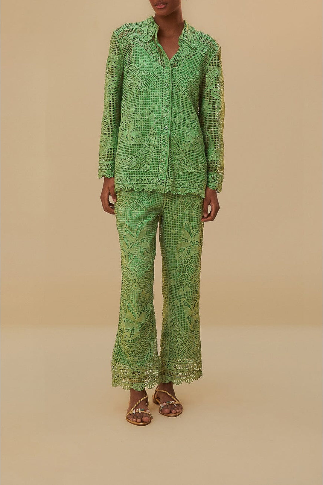 Pantalon en dentelle - Vert