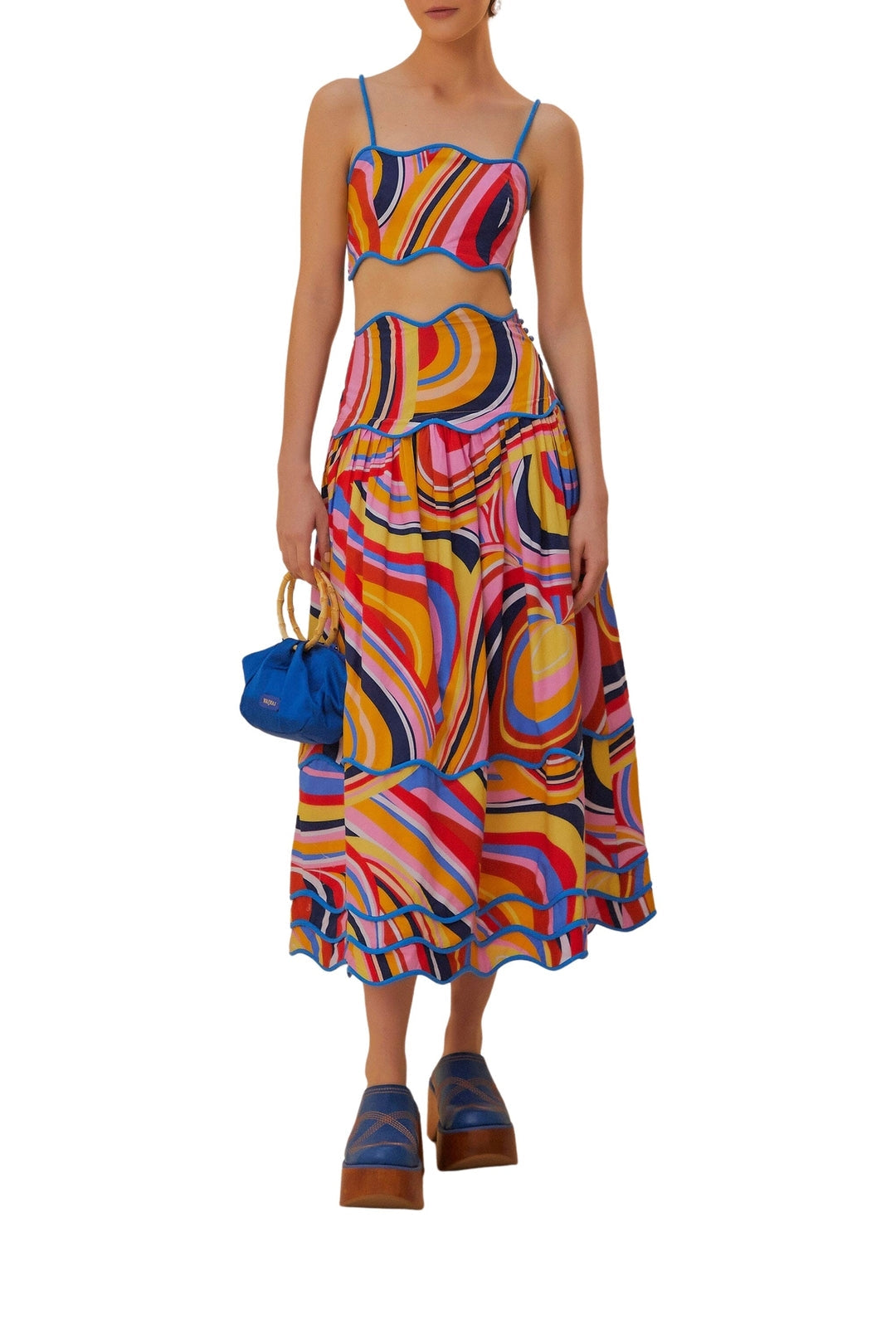 Top court Multicolor Waves en coton - Multicolore