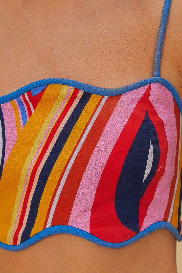 Top court Multicolor Waves en coton - Multicolore