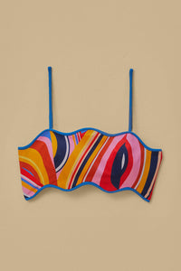 Top court Multicolor Waves en coton - Multicolore