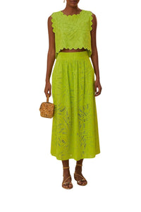 Jupe longue Monstera en coton - Vert