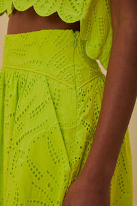 Jupe longue Monstera en coton - Vert
