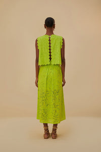 Jupe longue Monstera en coton - Vert