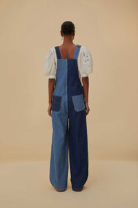 Salopette en denim à patch - Bleu