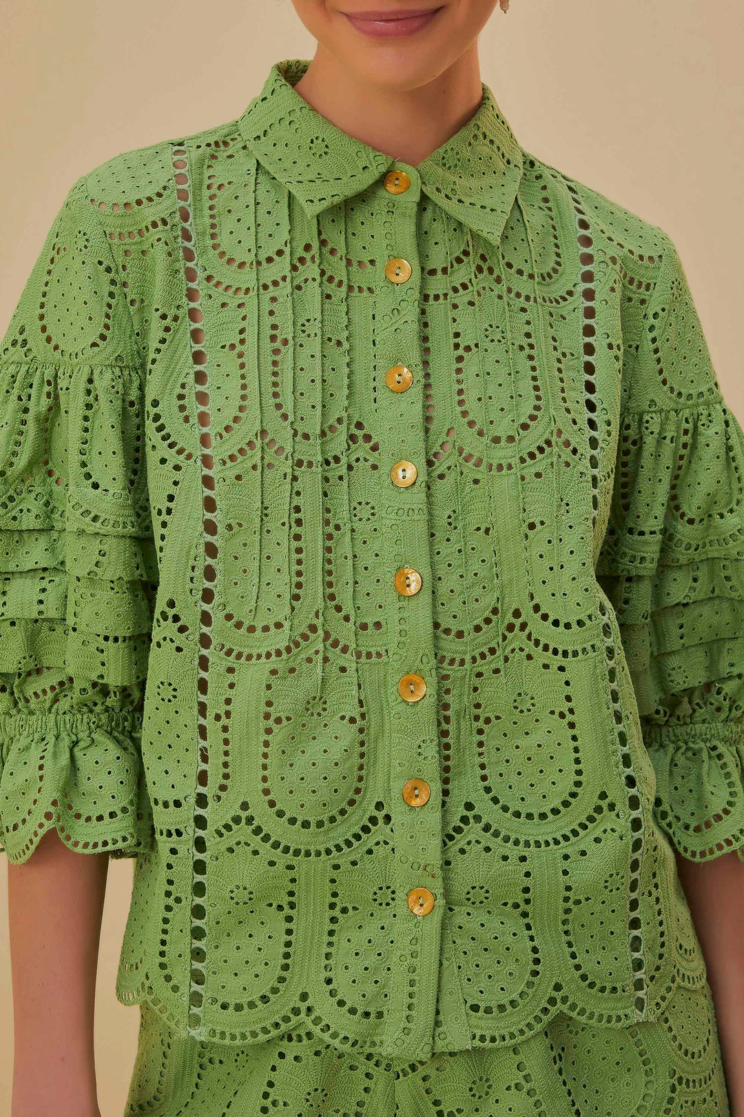 Blouse Ananas à œillets en coton - Vert