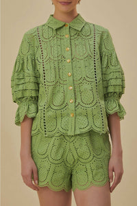 Blouse Ananas à œillets en coton - Vert