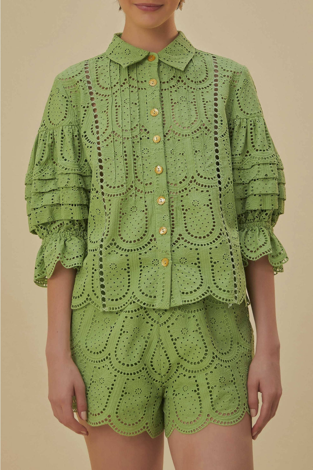Blouse Ananas à œillets en coton - Vert