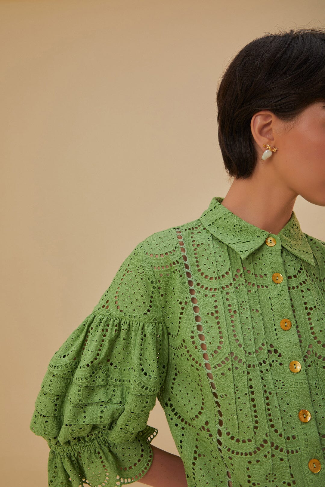 Blouse Ananas à œillets en coton - Vert
