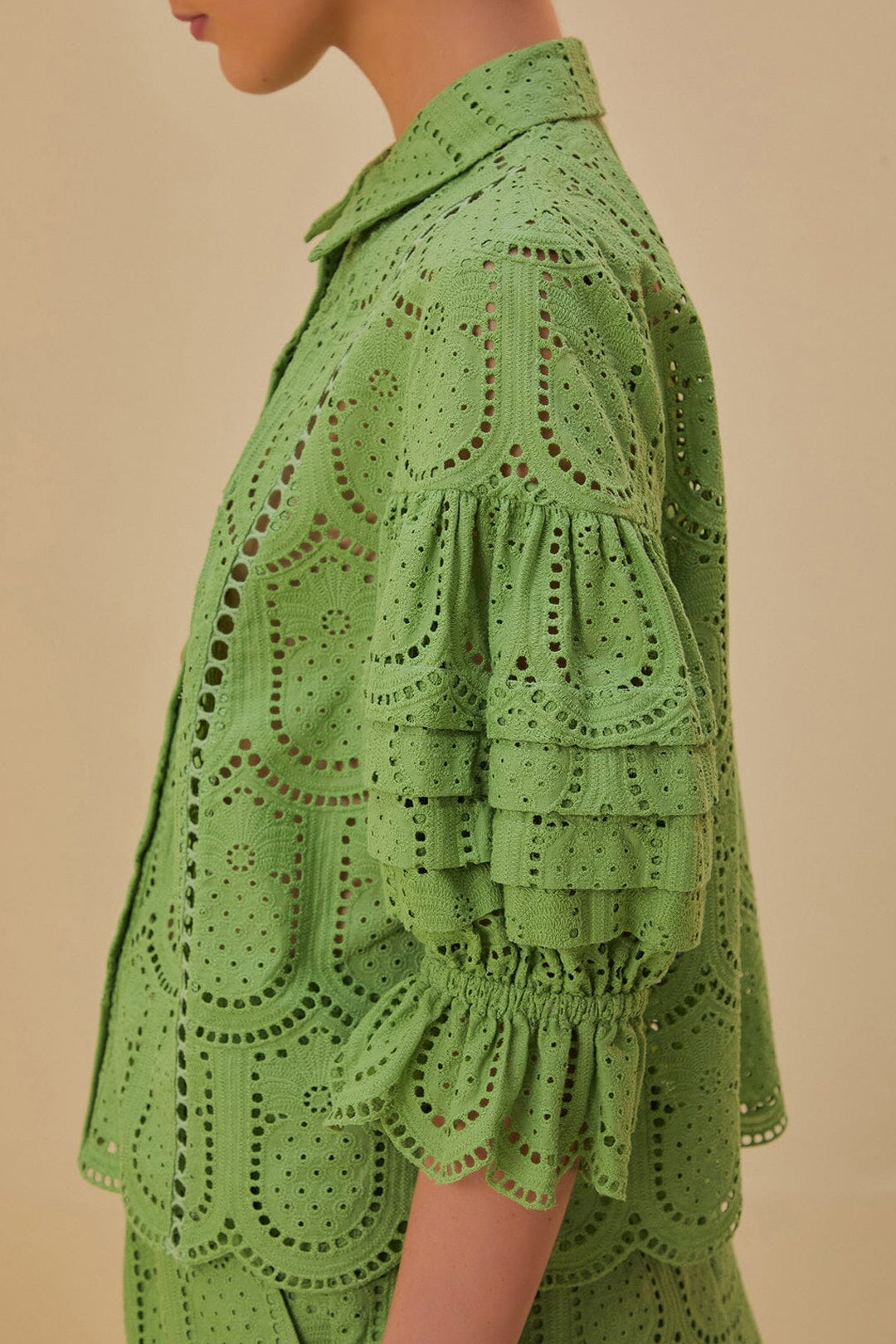 Blouse Ananas à œillets en coton - Vert
