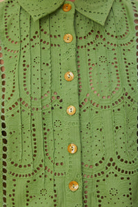Blouse Ananas à œillets en coton - Vert