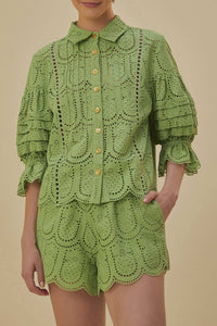 Short Ananas à œillets en coton - Vert