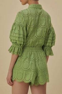 Short Ananas à œillets en coton - Vert