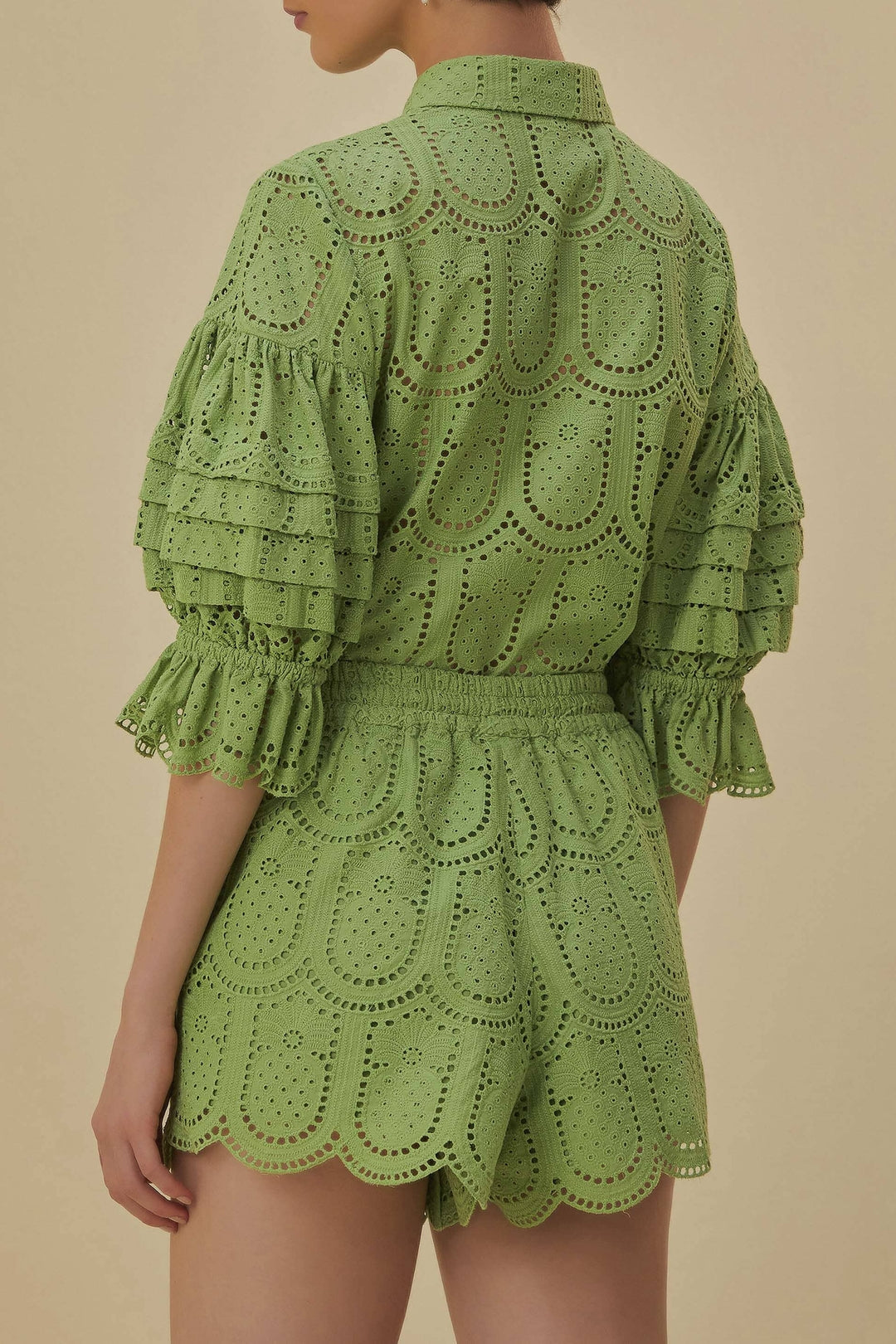Short Ananas à œillets en coton - Vert