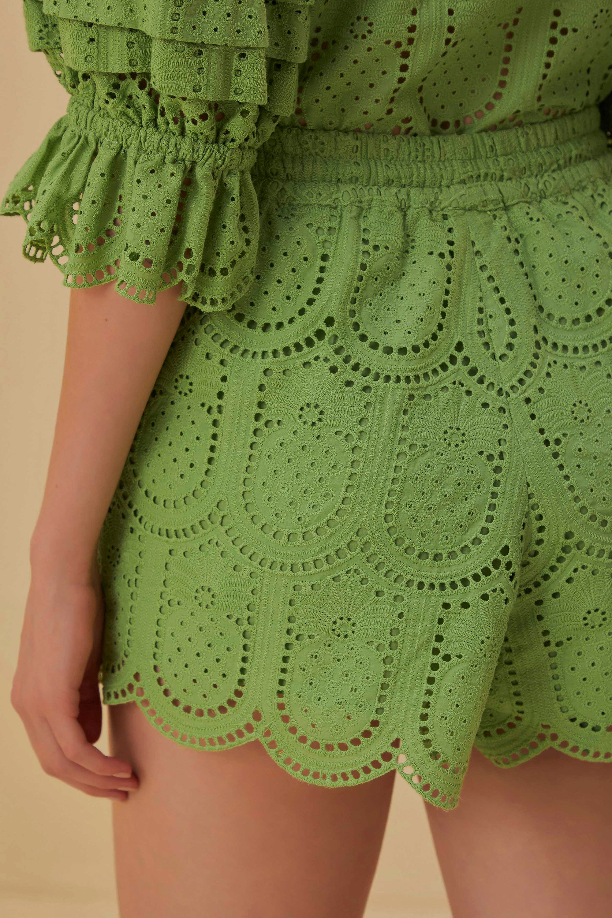 Short Ananas à œillets en coton - Vert