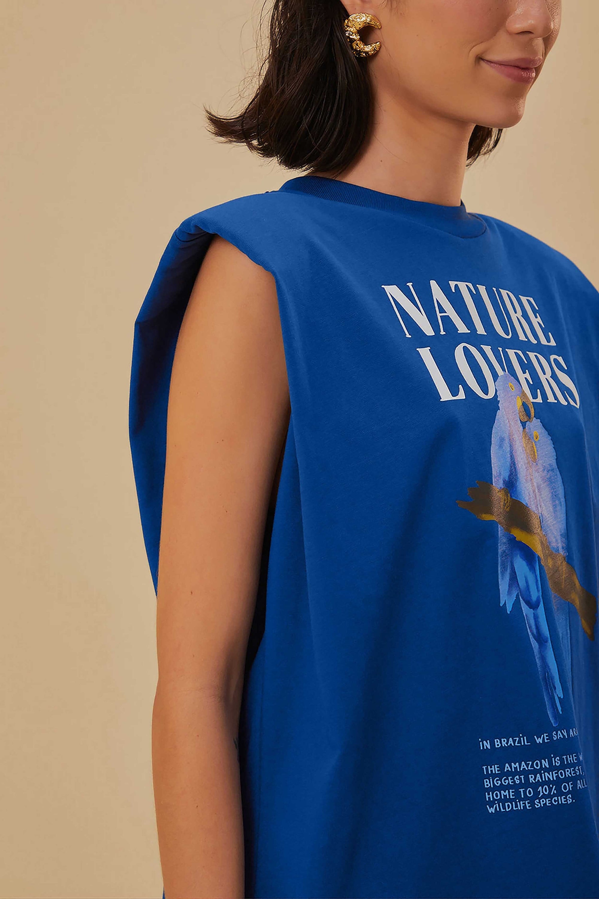 T-shirt Nature Lovers à carreaux en coton - Bleu