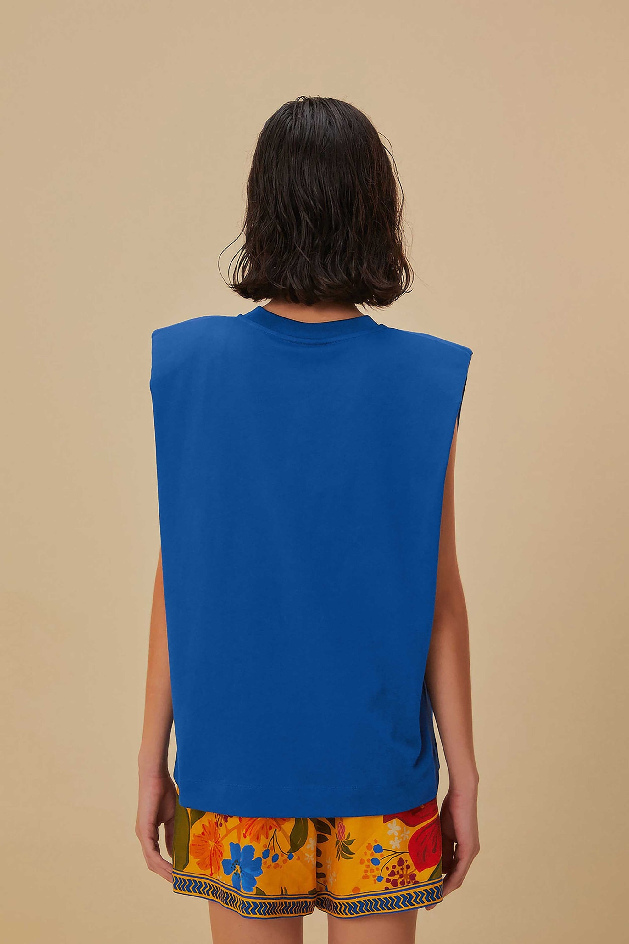 T-shirt Nature Lovers à carreaux en coton - Bleu