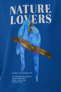 T-shirt Nature Lovers à carreaux en coton - Bleu