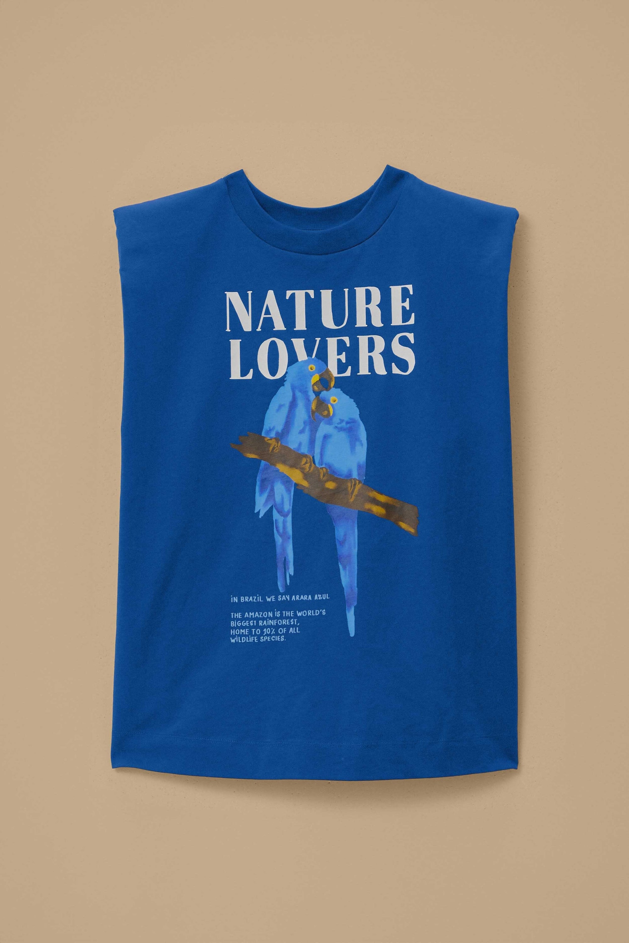 T-shirt Nature Lovers à carreaux en coton - Bleu