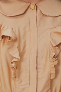 Robe courte à manches courtes en coton - Beige