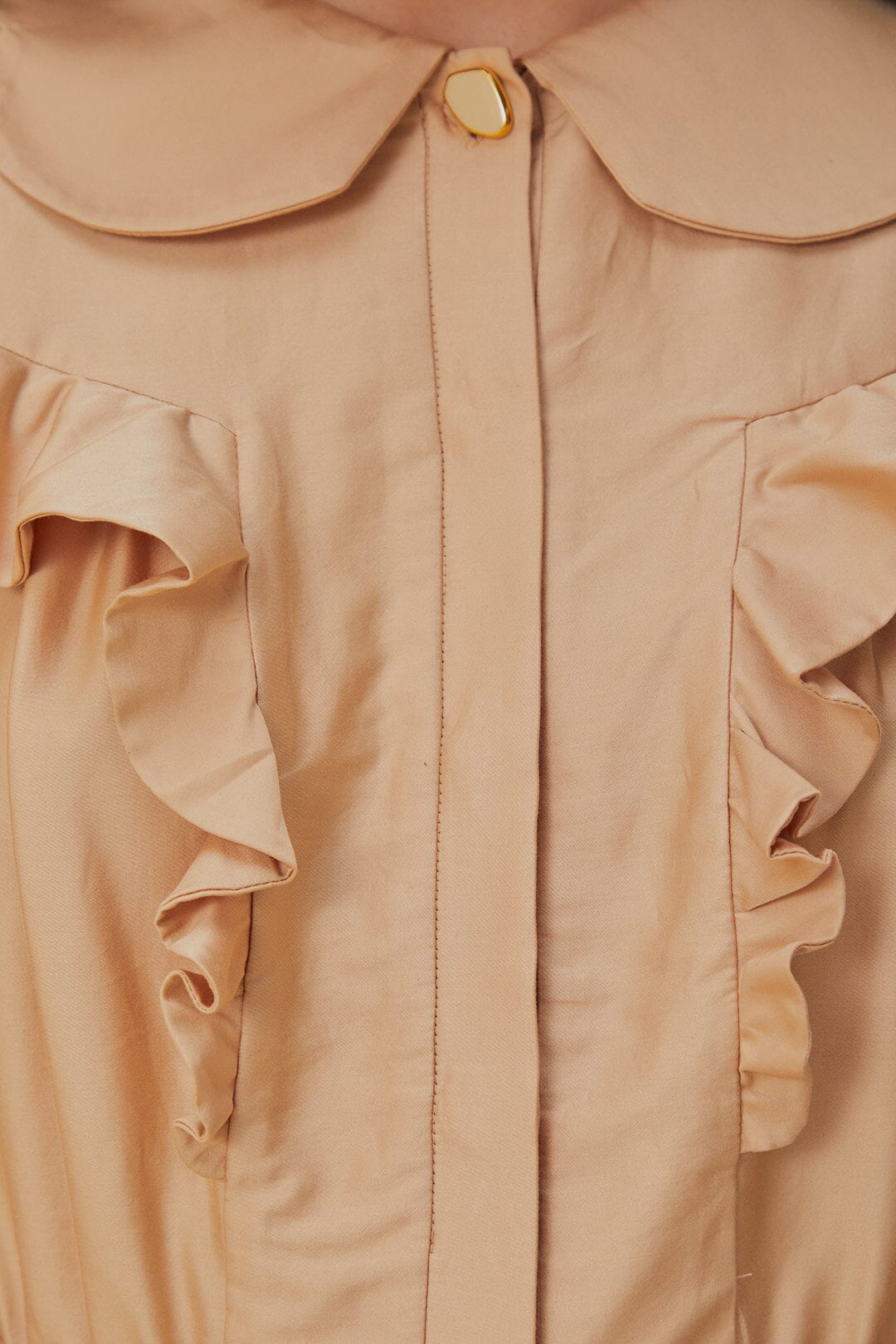 Robe courte à manches courtes en coton - Beige