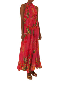 Robe longue sans manches Pietra Floral - Rouge