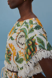 Blouse courte Biriba en lin - Blanc