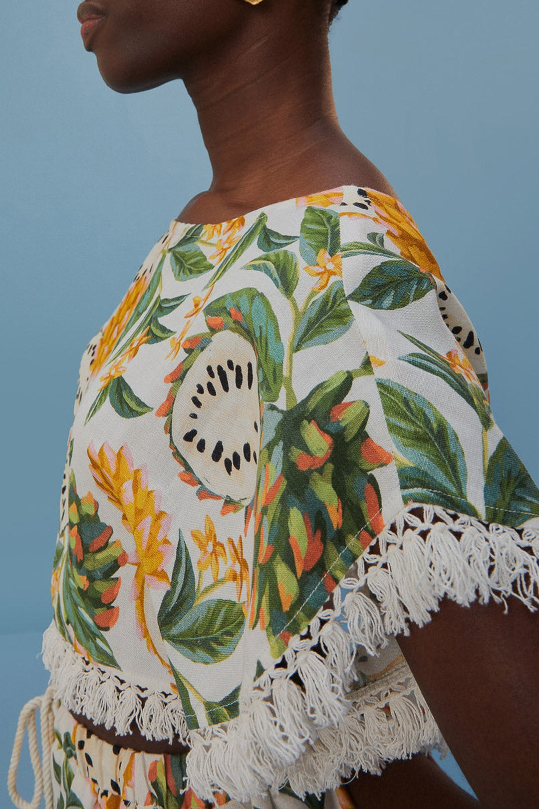 Blouse courte Biriba en lin - Blanc
