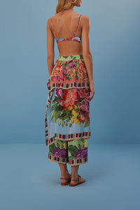 Pantalon façon paréo à fleurs - Multicolore