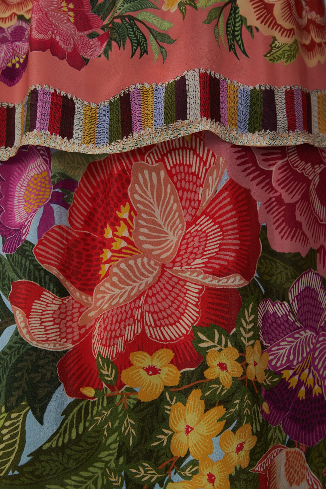 Pantalon façon paréo à fleurs - Multicolore