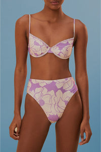 Bas de bikini taille haute Paula Floral - Violet