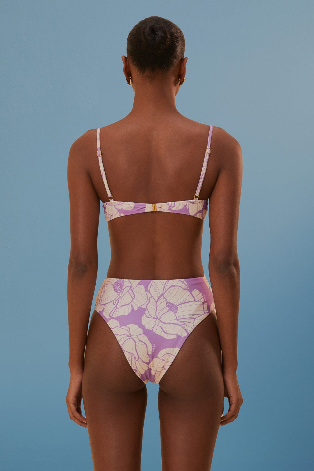Bas de bikini taille haute Paula Floral - Violet
